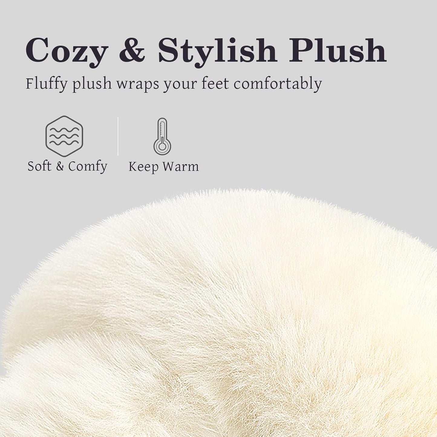 Womens Cross Band Slippers Cozy Furry Fuzzy House Slippers Open Toe Fluffy Indoor Shoes Outdoor Slip on Warm Breathable Anti-Skid Sole