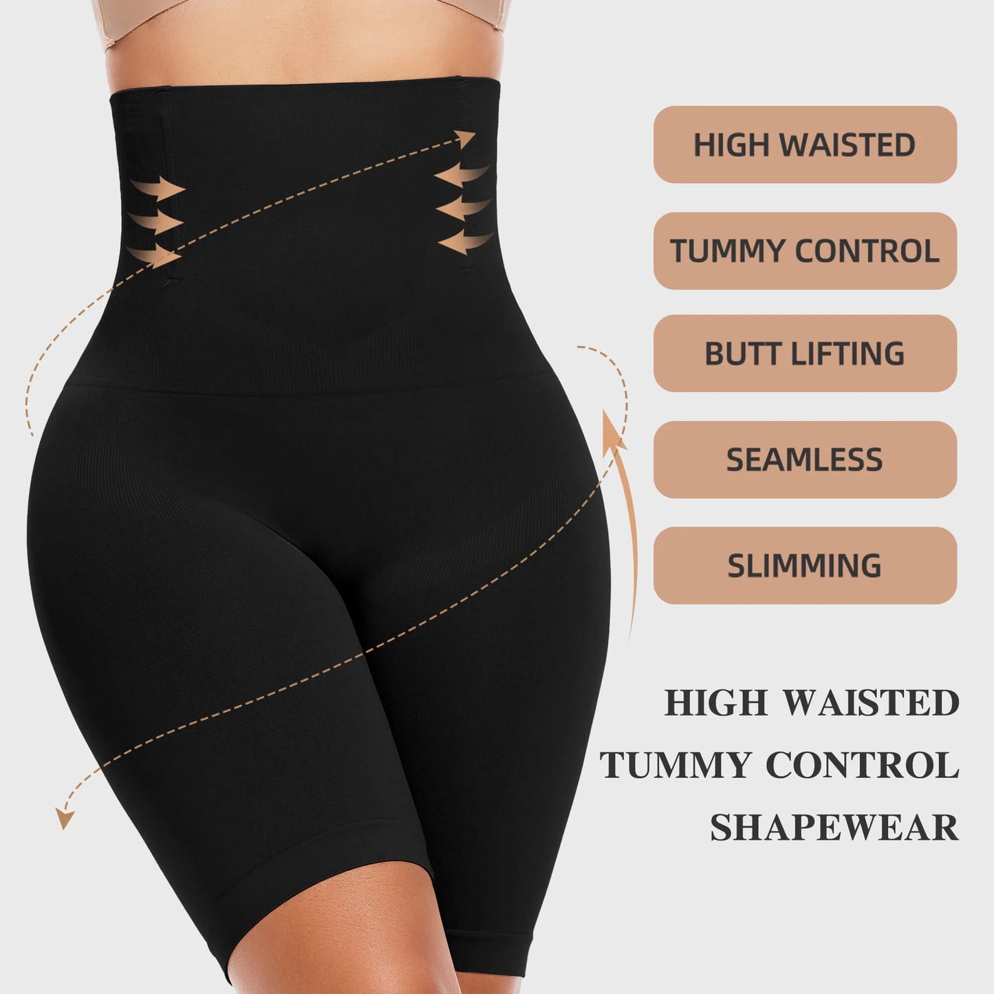 Women Waist Trainer Shapewear Tummy Control Body Shaper Shorts Hi-Waist Butt Lifter Thigh Slimmer